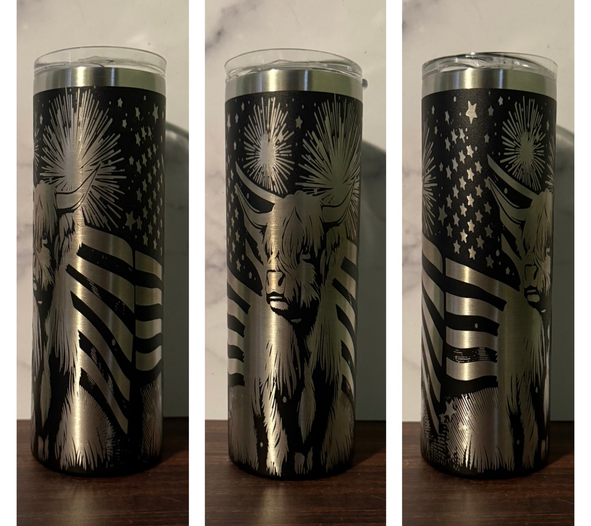 Fourth of July Highland Cow Tumbler